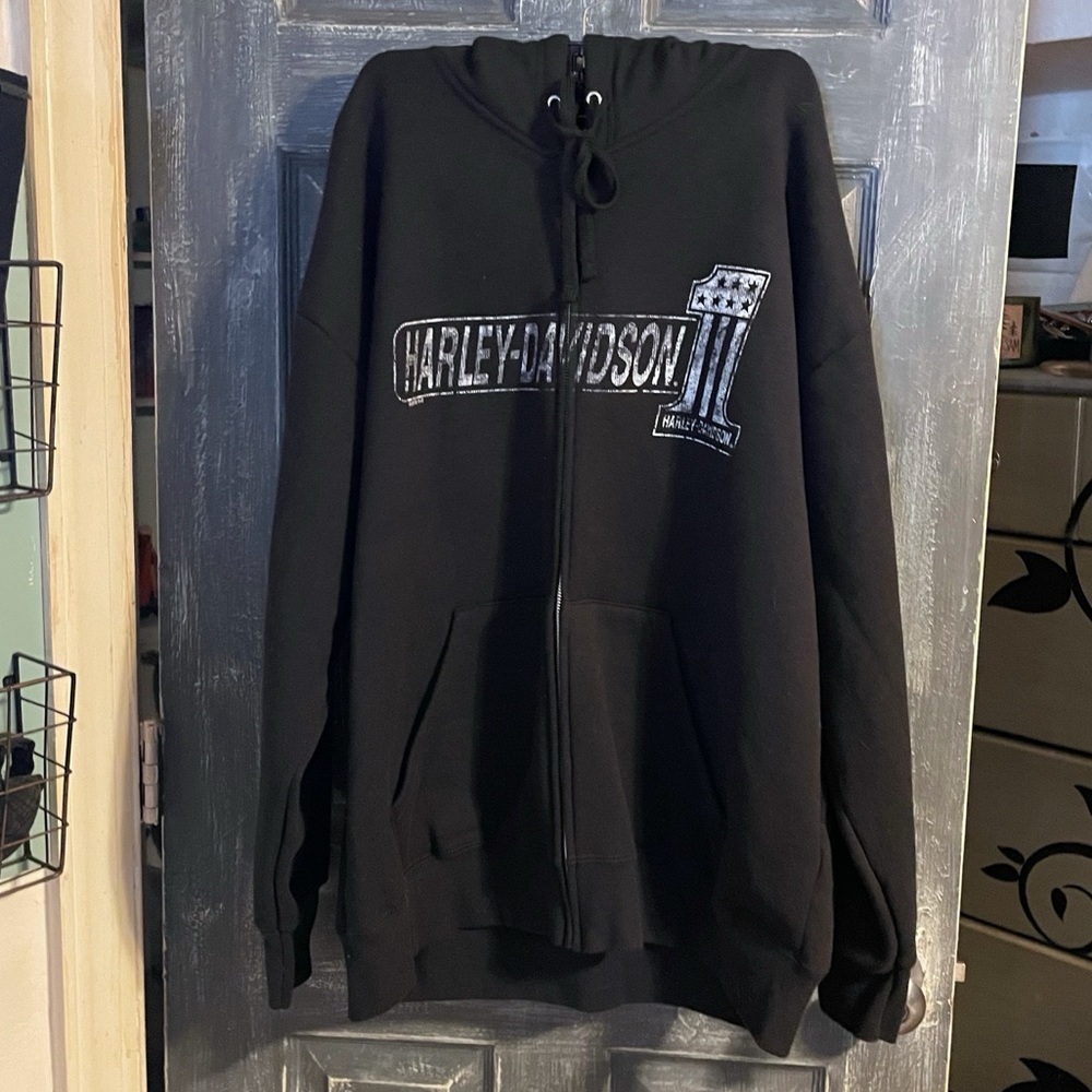 Harley-Davidson Black Zipper Hooded Sweatshirt Size Large
